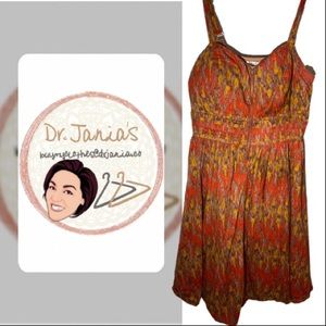 Retro mustard and orange, knee length dress